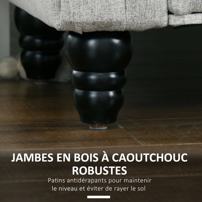 HOMCOM Banc banquette coffre 2 en 1 en tissu aspect lin avec pieds en bois 146,5 x 49 x 72 cm gris