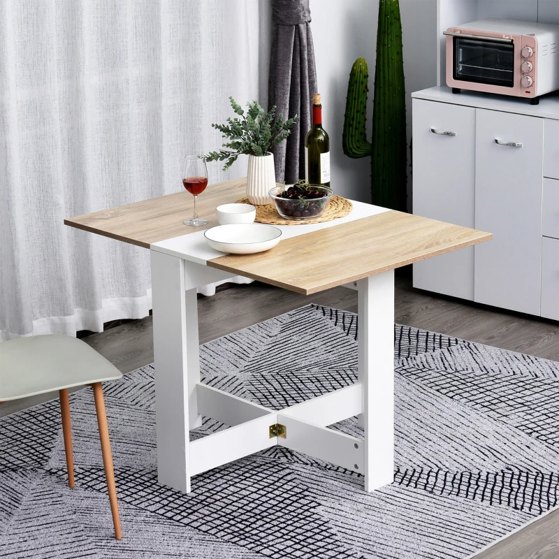 HOMCOM Mesa Plegable de Comedor Mesa Auxiliar de Cocina con Alas Abatibles Ahorra Espacio Diseño Moderno 103x76x73,5cm Madera