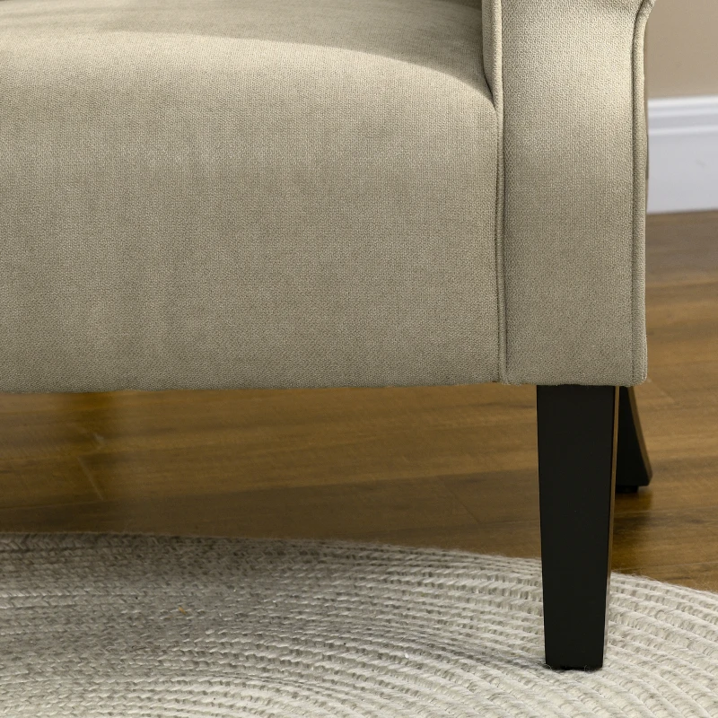 HOMCOM Upholstered Accent Chair with Rolled Arms and Wood Legs, Armchair for Living Room Bedroom, Beige