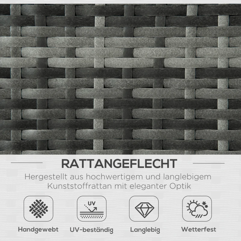 Outsunny Poly Rattan Lounge Set Loungegruppe mit Sonnendach Faltdach Sitzgruppe Sonneninsel  inkl. Kissen und Beistelltisch Gartenmöbel Outdoor Grau