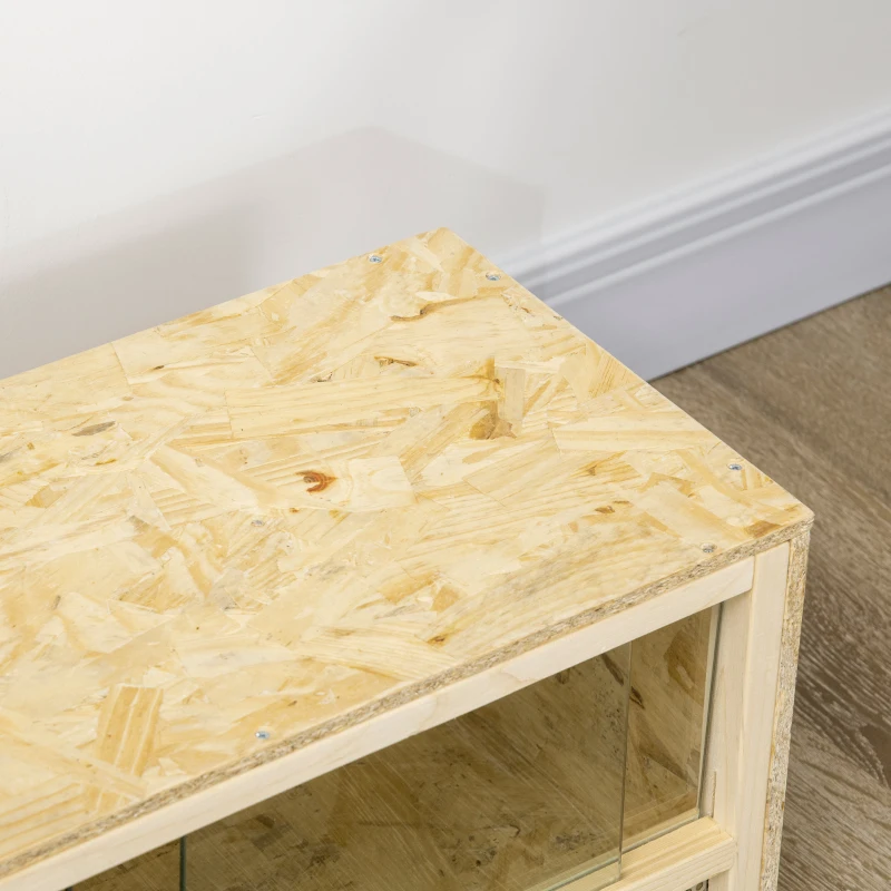 PawHut Terrario per Rettili in Legno con Porte in Vetro Scorrevoli e Pannelli in Rete, 60x29.5x29.5cm