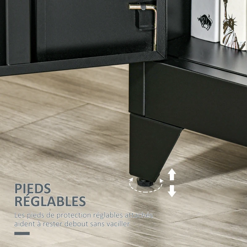 HOMCOM Armoire de Rangement métal Garde-robe Caisson de dossier Armoire Bureau sur pied Style Industriel - 2 étagères - Noir