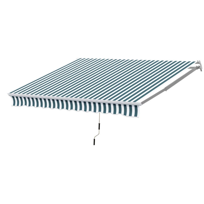 HOMCOM Store Banne Auvent Manuel de Jardin terrasse Store Angle Réglable Aluminium Retractable 4L x 3l m Vert et Blanc