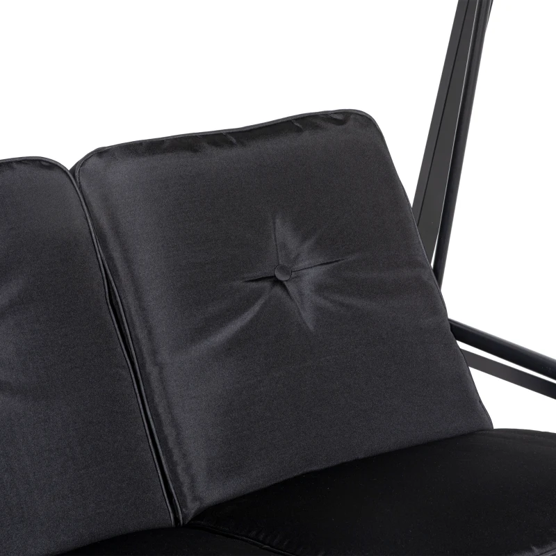 Outsunny Hollywoodschaukel, 2-Sitzer Gartenschaukel mit verstellbarem Dach, bis 220 kg belastbar, 145 x 116 x 172 cm, Schwarz