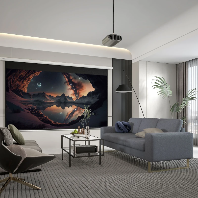 HOMCOM Telo per Proiettore 120" 16:9 Motorizzato con Telecomando, Fissaggio a Muro e Soffitto, Bianco