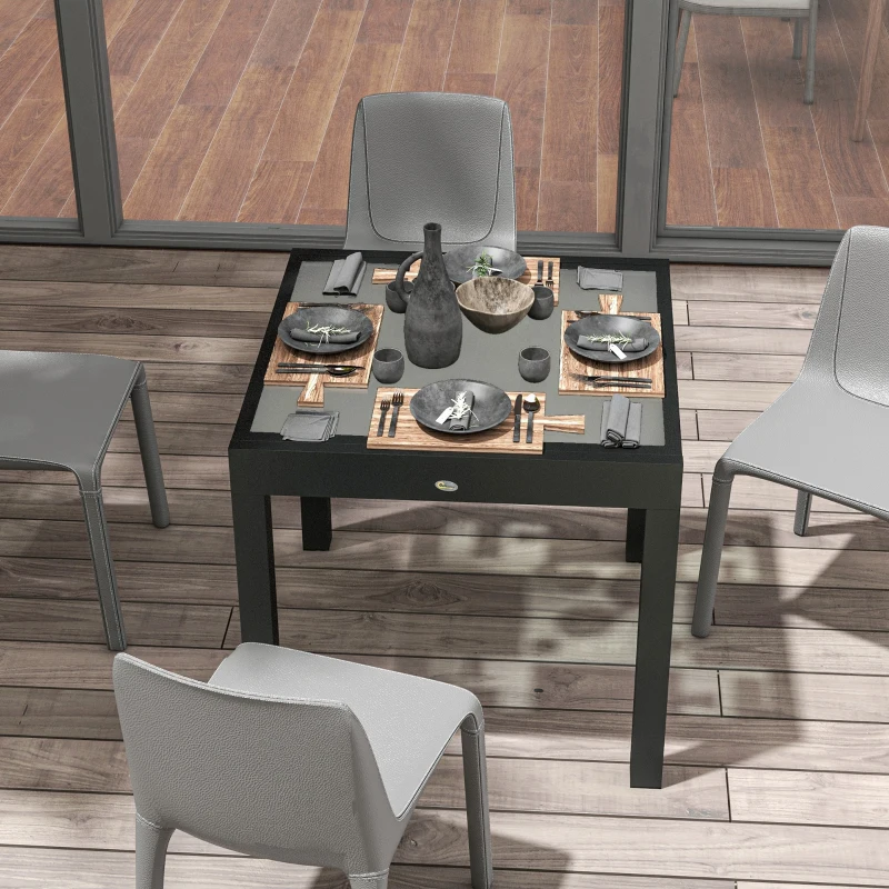 Outsunny Table Extensible de Jardin Grande Taille dim. dépliées 160 x 80 x 75 cm Aluminium Plateau Verre trempé transparent