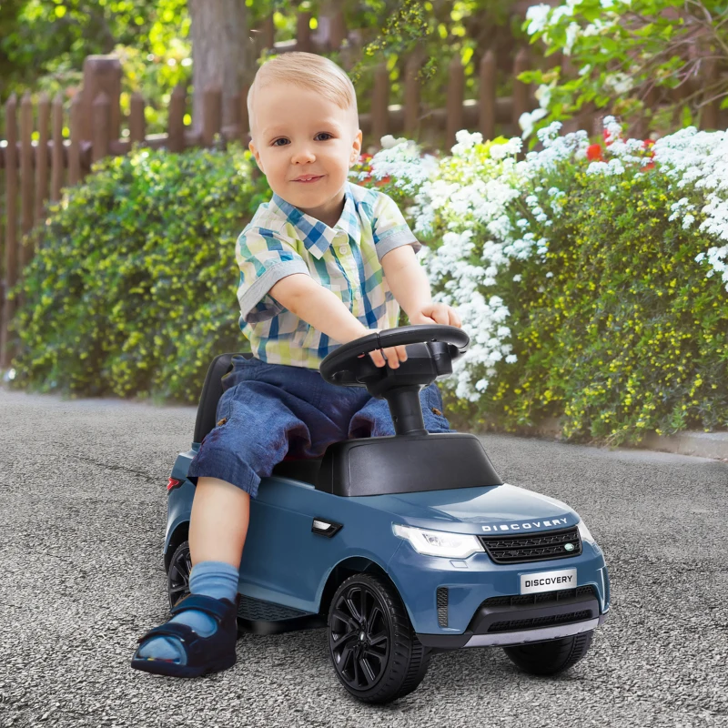 AIYAPLAY Elektro Kinderauto 6V, Land Rover, Fahr-/Schiebemodus, Scheinwerfer, Musik, Hellblau