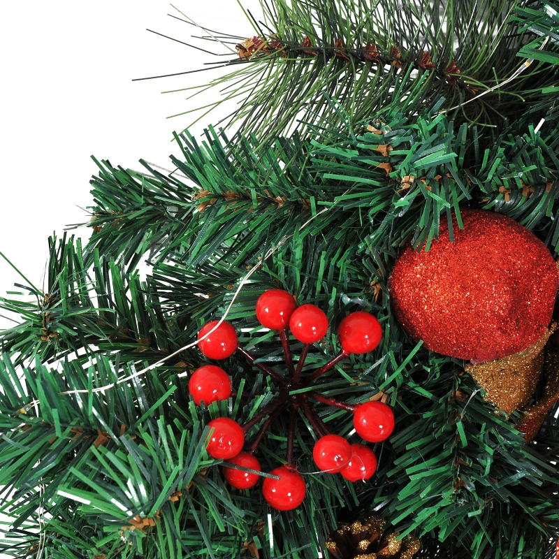 HOMCOM Corona Natalizia Ghirlanda di Natale Decorativa Luminosa con 20 Luci LED Φ60cm