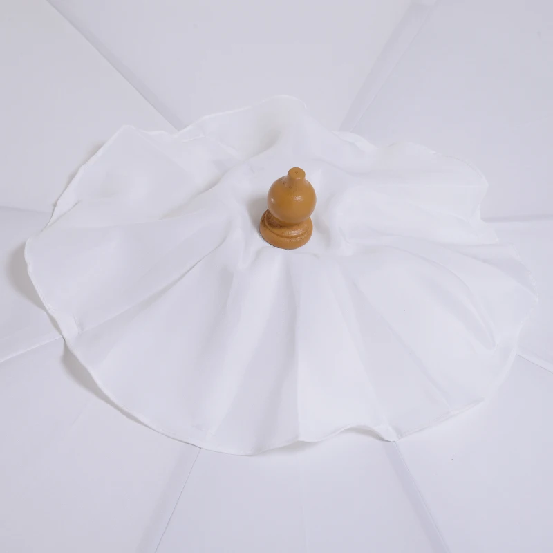 Outsunny Ombrellone da Giardino 3x2.5 m con Palo in Legno a 8 Stecche, in Bambù, Legno e Poliestere, Bianco