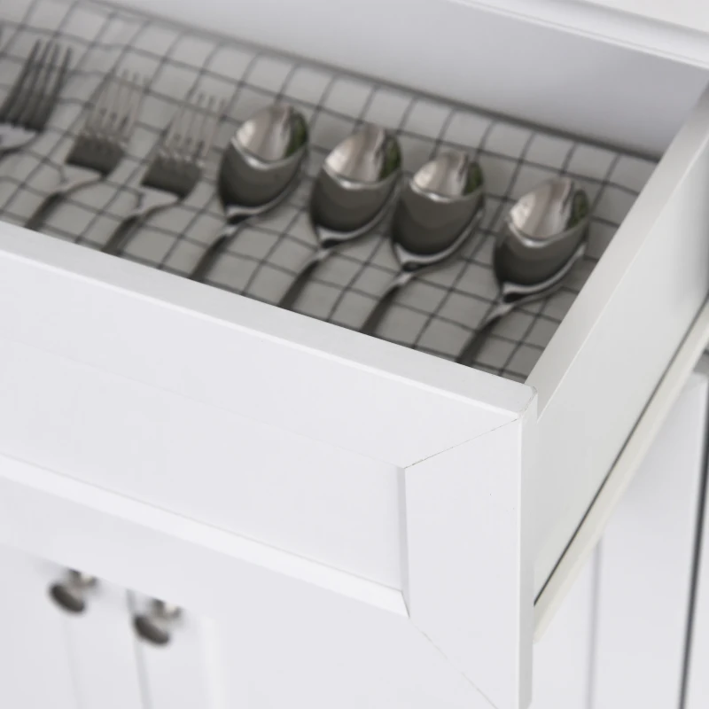 HOMCOM Alacena de Cocina con 1 Cajón 4 Puertas y Estantes Ajustables Carga 50 kg Mueble de Cocina 79x40x180 cm Blanco