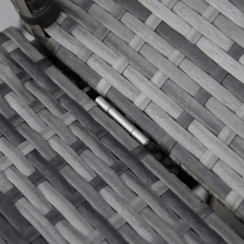 Outsunny Lettino Prendisole in Rattan PE, Schienale Reclinabile a 4 Livelli, Tettuccio e Materassino,  Grigio