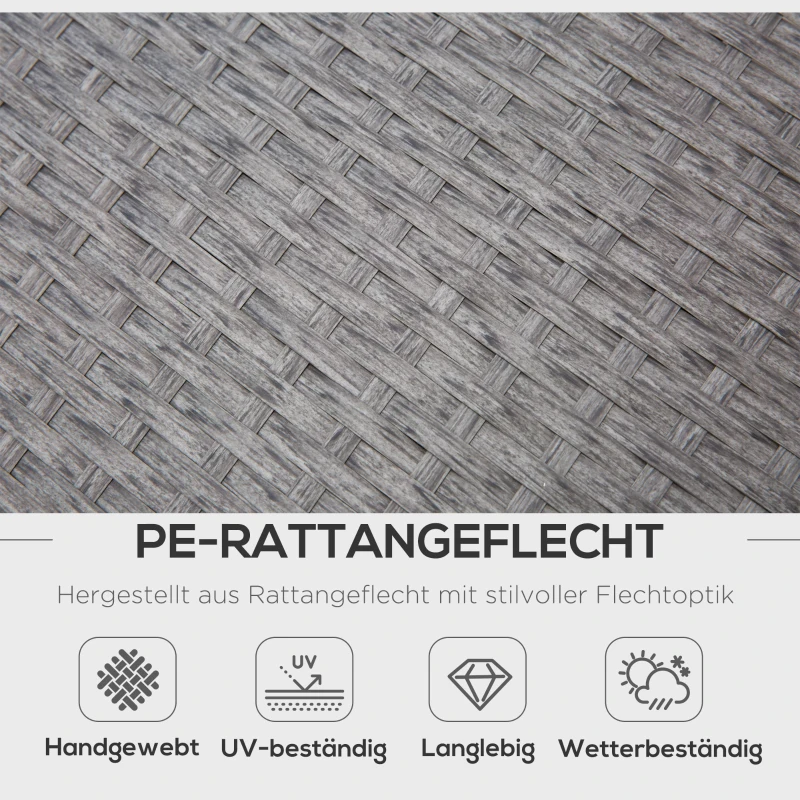 Outsunny Outdoor-Sitzgarnitur, 4-teilige Sitzgruppe, Gartenmöbelset mit Beistelltisch, Metall, Rattan, Grau, 172 x 67 x 74 cm