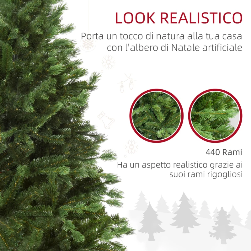 HOMCOM Albero di Natale Artificiale Gigante 150cm Realistico, Decorazione di Natale con 440 Rami, Base Pieghevole e Rimovibile
