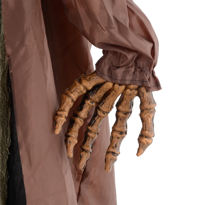 HOMCOM Totenkopf-Kürbis, Helloweendeko, gruselige Laute, rote Augen, beweglicher Arm, 183 cm(m-9)