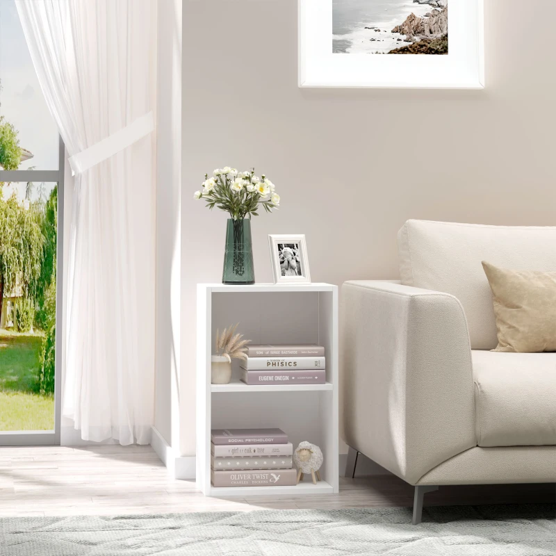 HOMCOM Libreria Bassa in Legno, Mobiletto Multiuso Design Moderno Bianco con Ripiano Regolabile 40x24x61cm