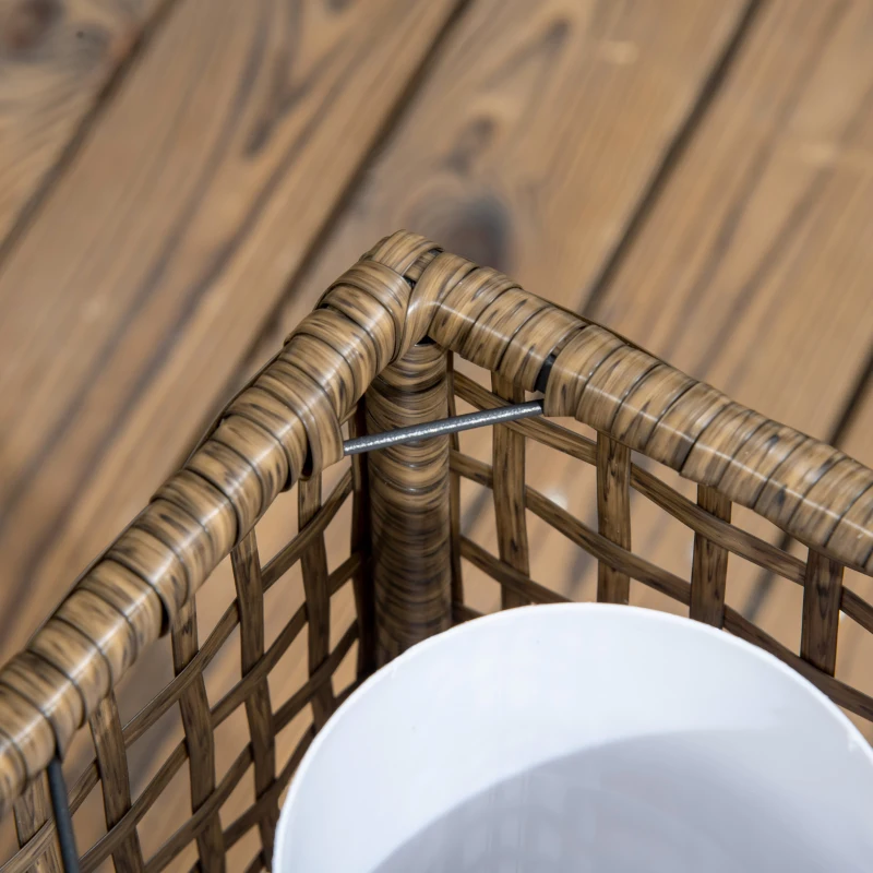 Outsunny Lampada Solare da Giardino con Pannello di Ricarica, in Acciaio e Rattan, 15.5x15.5x46 cm, Nero e Marrone