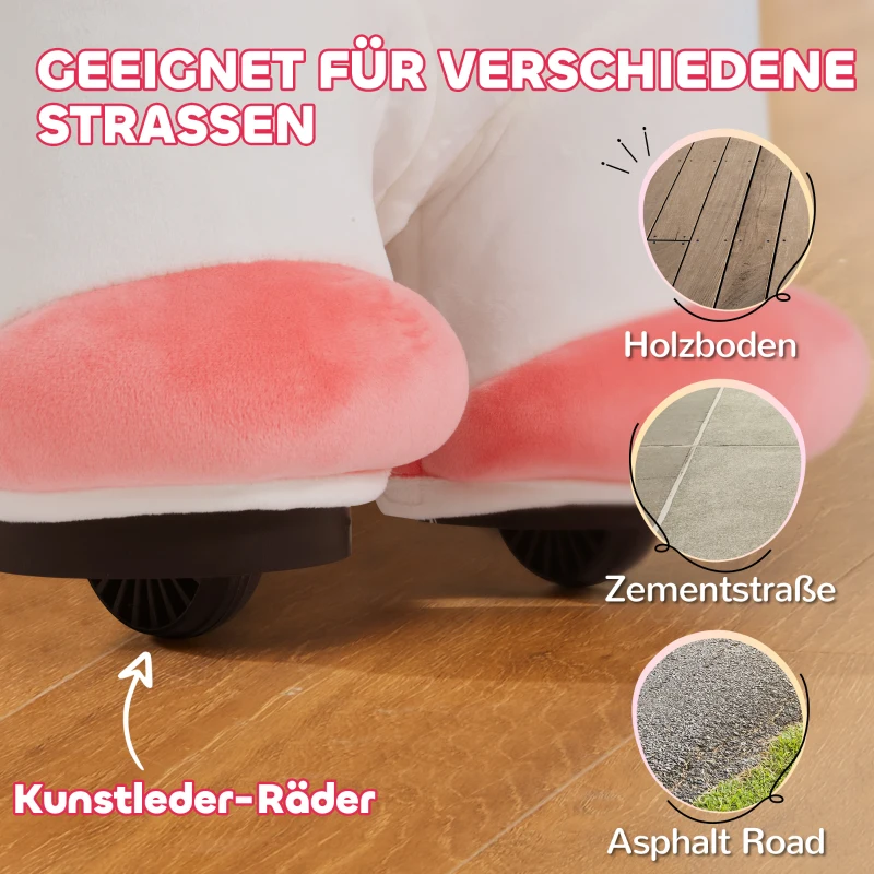 AIYAPLAY 6V Elektrisches Reiteinhorn für Kinder, Batteriebetrieb, Mit Musikfunktion und Vorwärtsbewegung, 18-36 Monate, Weiß(m-7)