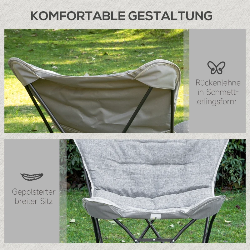 Outsunny Faltstuhl faltbar Campingstuhl gepolstert Outdoor Klappstuhl bis 120kg belastbar robust Angelstuhl Gartenstuhl für Garten Camping Strand