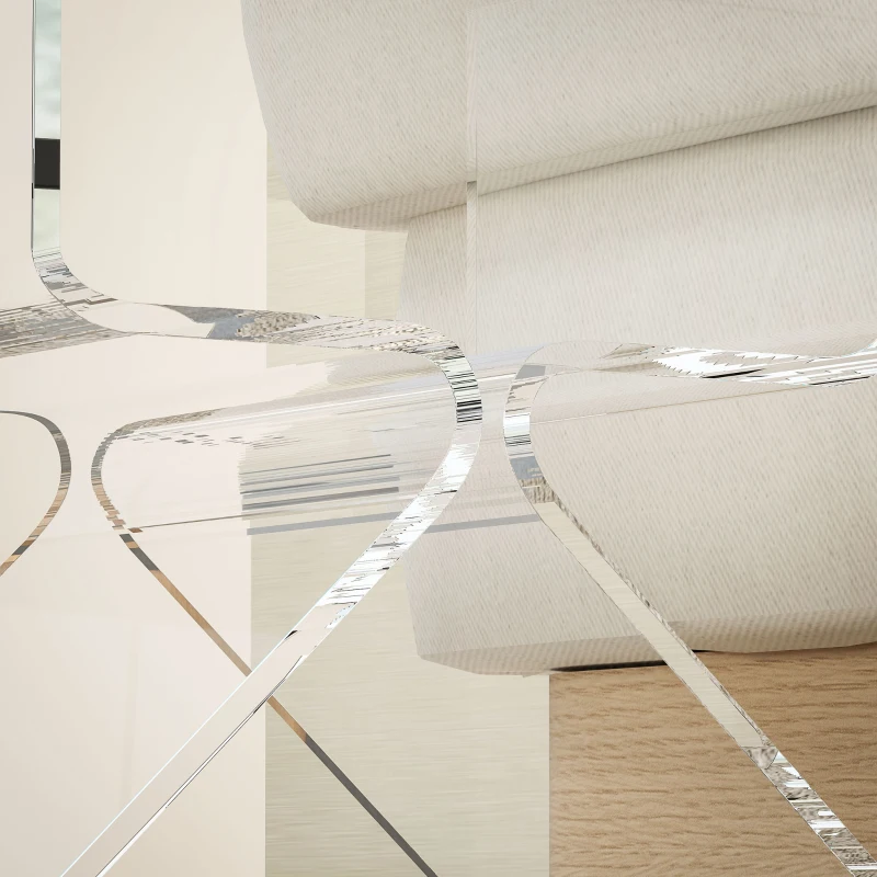 HOMCOM Tavolino Basso Geometrico a 2 Livelli  in Acrilico con Gambe Triangolari, 40x30x45 cm, Trasparente