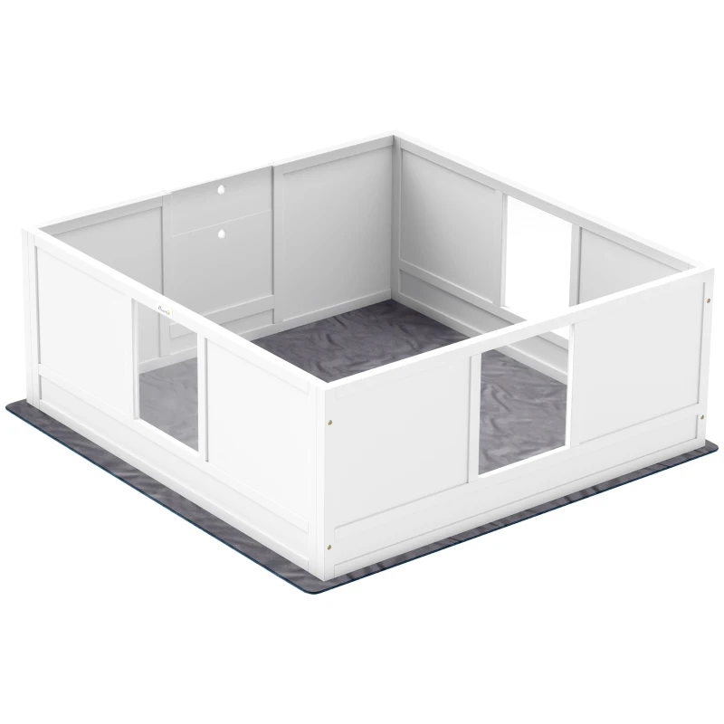 PawHut Whelping Box for Dogs with Whelping Pad, Adjustable Entrance, Non-slip Foot Pads, for Large Dogs, 124 x 120cm