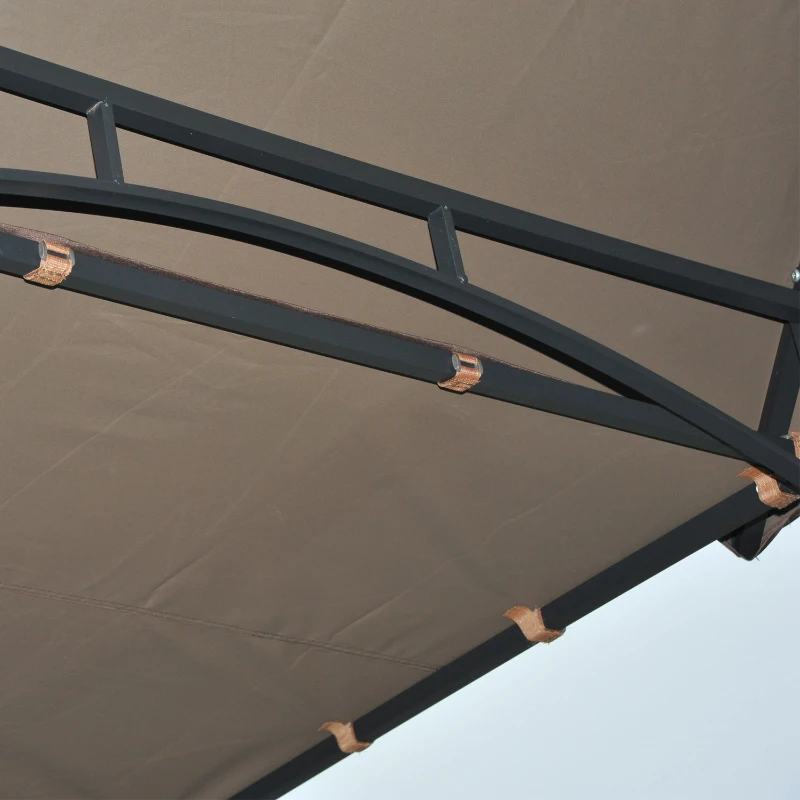 Outsunny Gazebo per Barbecue Tendone Espandibile con Doppio Tetto in Poliestere Caffè, 250 x 150cm