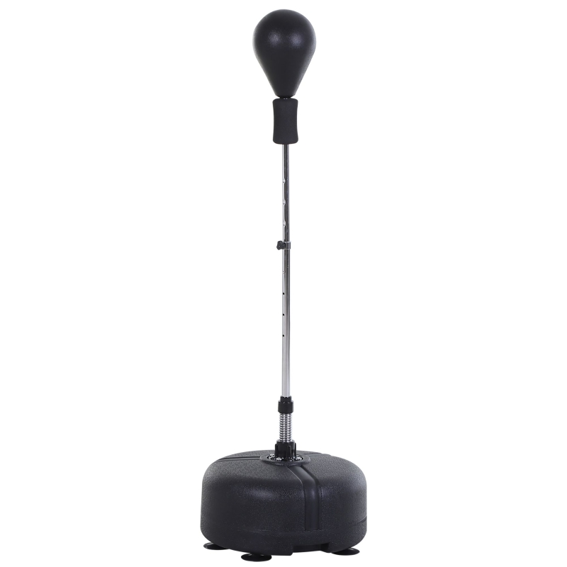 HOMCOM Punching Ball da Terra, Sacco da Boxe da Terra con Base Riempibile, Ventose e Guantoni, Altezza Regolabile 4 Livelli da 136-154 cm, Speed Bag per Home Gym Casa e Palestra, Nero