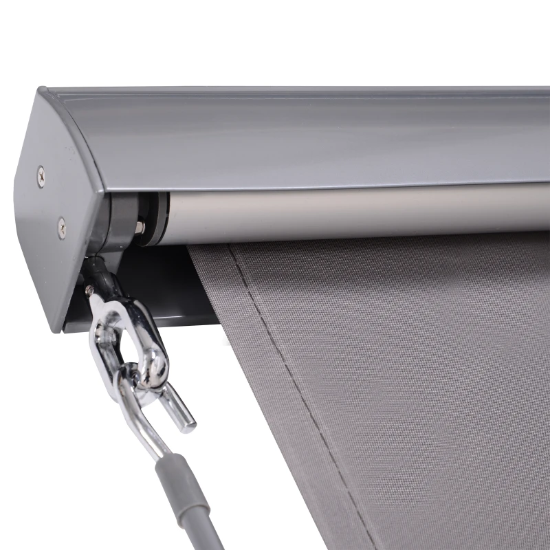Outsunny Senkrechtmarkise Balkonmarkise Vertikalmarkise Windschutz Seitenrollo Sichtschutz mit Handkurbel Polyesterstoff+Aluminium Grau 140 x 100 cm