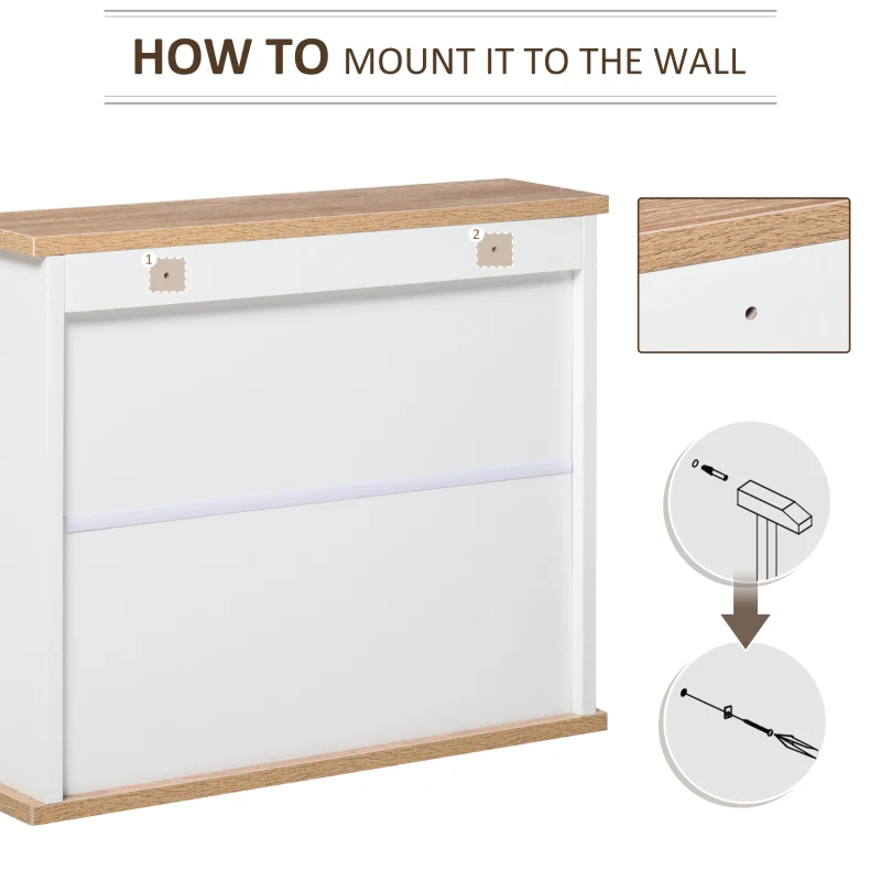 kleankin Bathroom Mirror Cabinet Wall Mounted Storage Cupboard with Double Door and Adjustable Shelf, White