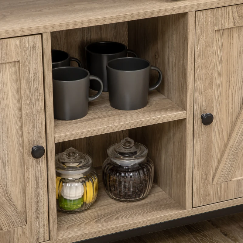 HOMCOM Sideboard im Industriedesign, 2 Schränke, 2 Regale. 1 Ablagefach, 100 cm x 30 cm x 80 cm, Natur + Schwarz