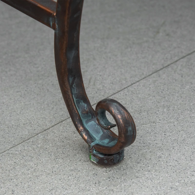 Outsunny Gartenbank 2-Sitzer Parkbank aus Metall Sitzbank bis 200 kg Bank Terrassenbank mit Rücken- & Armlehnen Gartenmöbel Metall antik Silber 110 x 60 x 97 cm