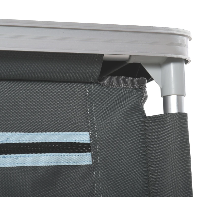 Outsunny Campingschrank Küchenbox tragbar mit Arbeitsplatte Tragetasche 3 Ablagen 1 Schrank 600D Oxford Stoff Grau 96 x 49,5 x 104 cm