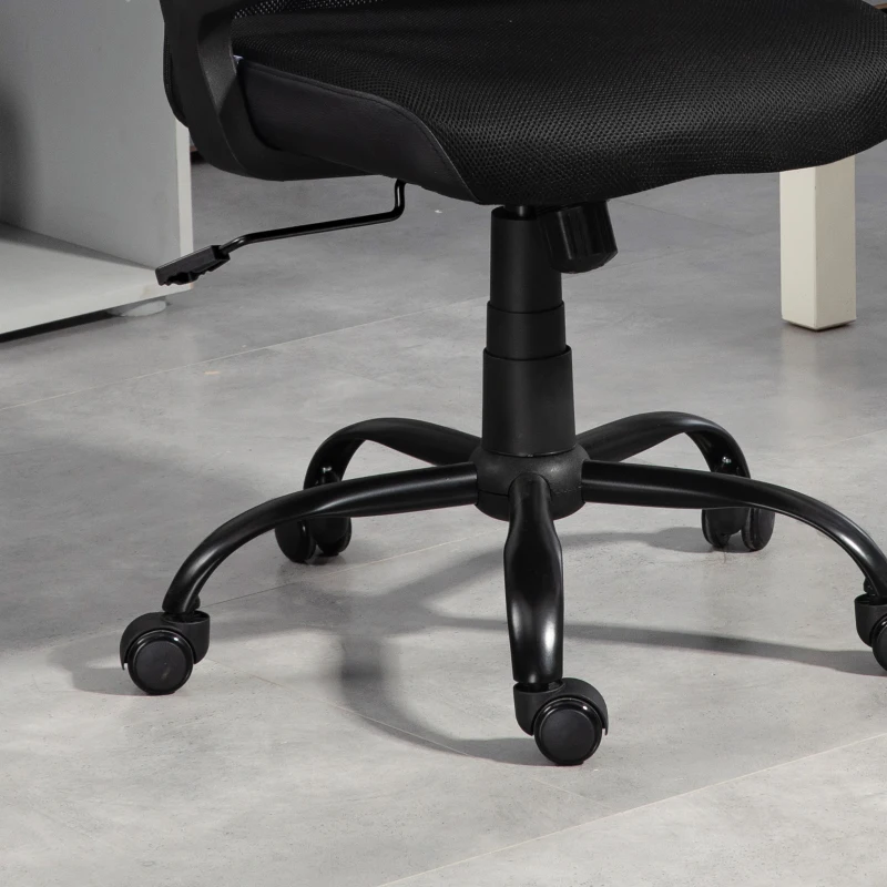 HOMCOM Sedia da Ufficio con Altezza Regolabile e Tessuto a Rete, Seduta Girevole e Inclinazione, Nero