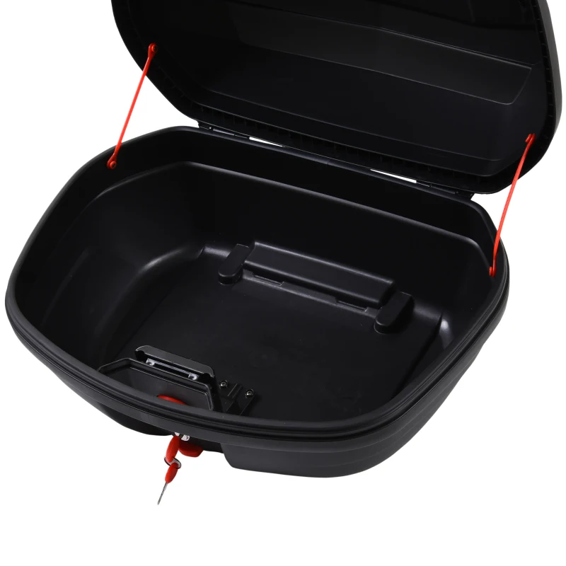 HOMCOM Baúl de Moto Maletero para 1 Casco Integral y 1 Medio Capacidad de 48L Fibra de Carbón Cerradura con 2 Llaves Accesorios 58x44,5x33,5 cm Negro