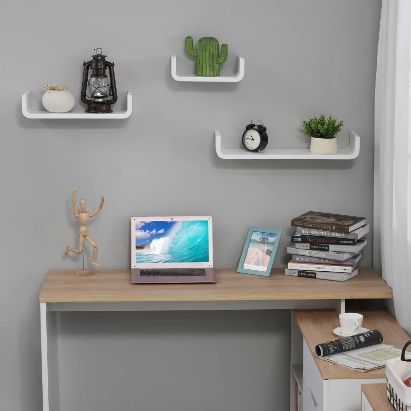 HOMCOM Wandregal Cube CD Regale 3er-Set Schweberegal 30/45/60cm Wandboard dekotativ Regalbrett für Küche Bad Wohnzimmer Schlafzimmer Regalset Hängeregal Bücherregal Blickfang Weiß