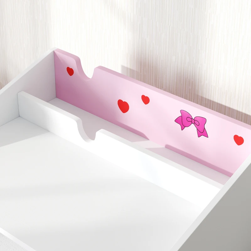 AIYAPLAY Juego de Escritorio y Silla para Niños de +3 Años con Cajón Extraíble y Compartimento Rosa y Blanco