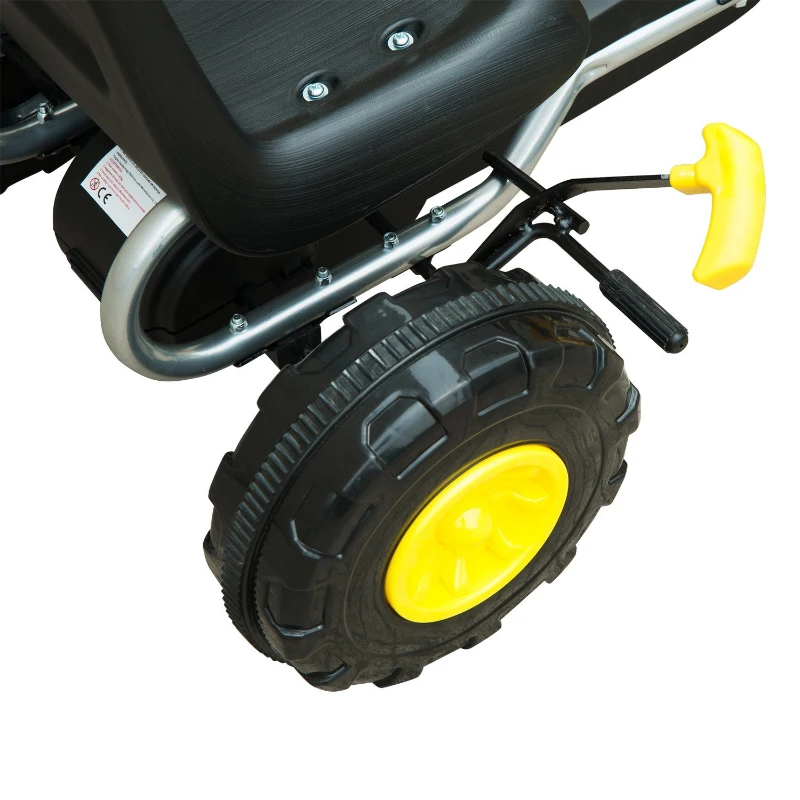 HOMCOM Go Kart Coche de Pedales Deportivo de Acero con Frenos para Niños de 3-5 Años 88x51x48cm Color Negro y Amarillo