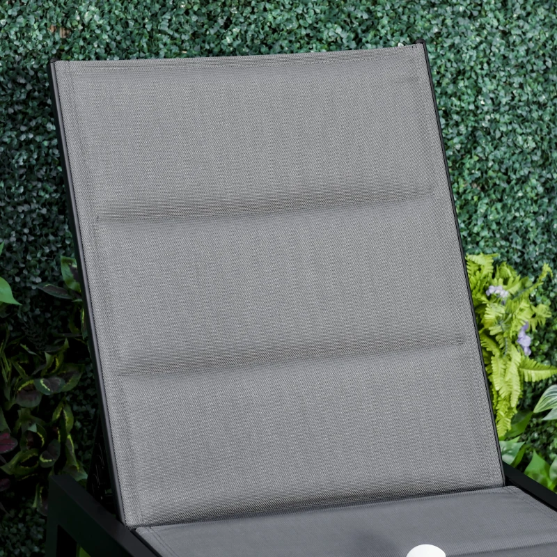 Outsunny Sdraio da Giardino Reclinabile su 5 Livelli Rivestimento Imbottito, Alluminio e Texteline, 72x168x102cm Grigio