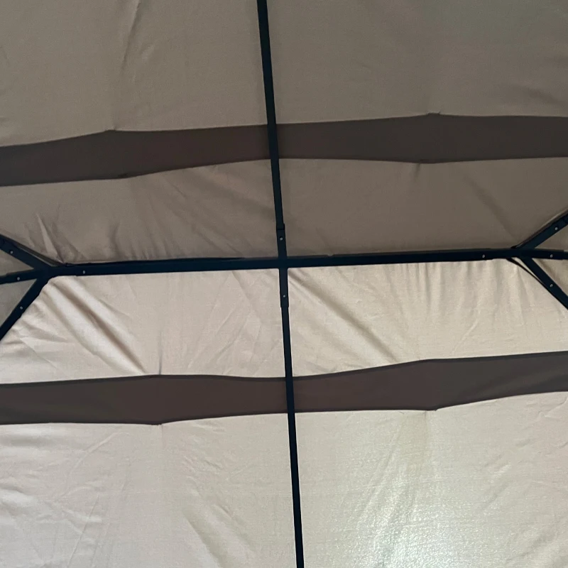 Outsunny Tonnelle de jardin barnum pavillon style colonial double-toit toiles latérales amovibles 4L x 3l x 2,72H m kaki