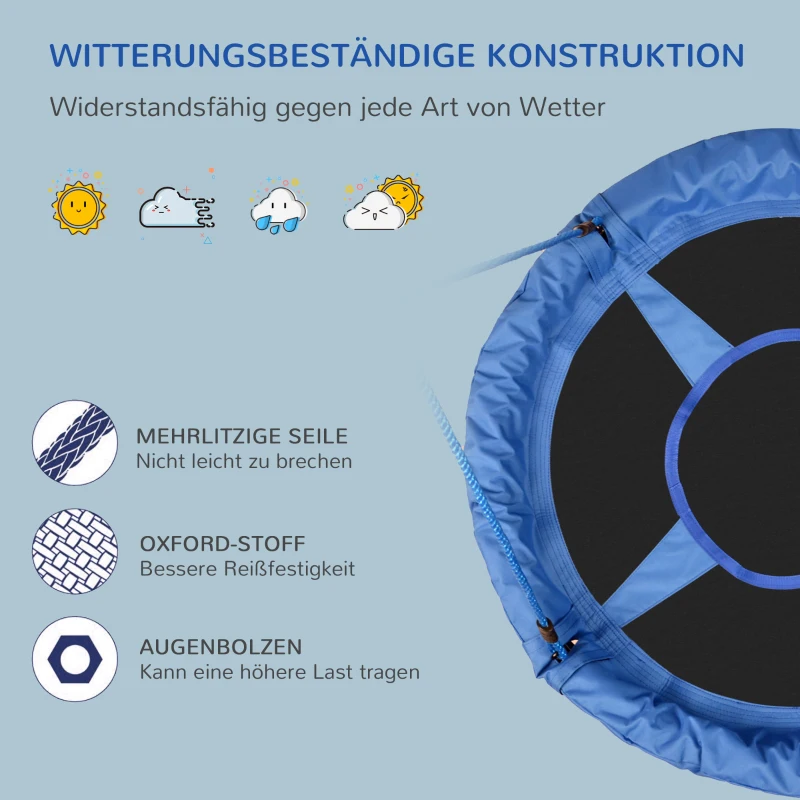 HOMCOM Ø100 cm Nestschaukel Kinderschaukel Vogelnestschaukel Outdoor Schaukel für Kinder Garten Oxford Blau