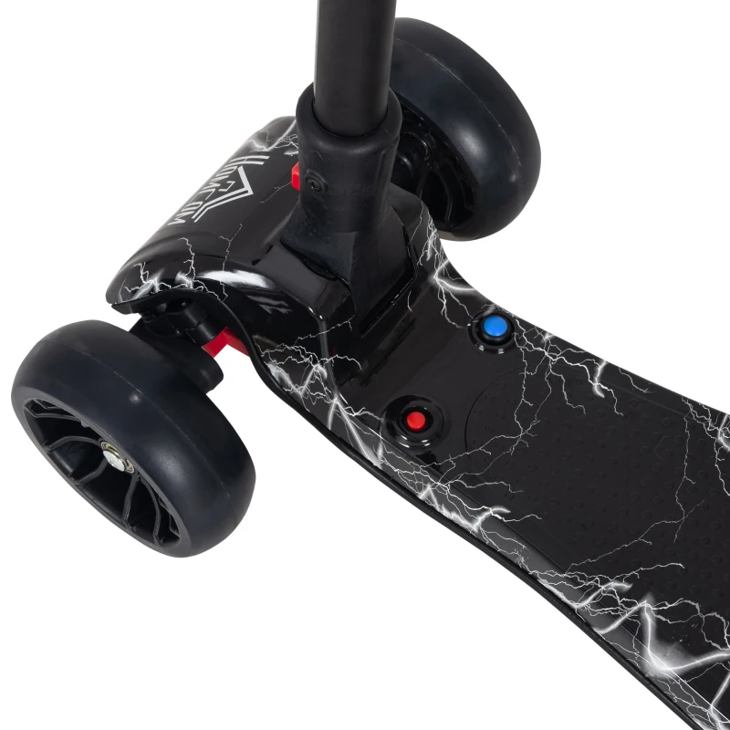 HOMCOM Patinete para Niños Scooter Plegable con Altura Ajustable de 4 Niveles y Música Luces y Nebulizador de Agua +3 Años 62x27x63-81 cm Negro
