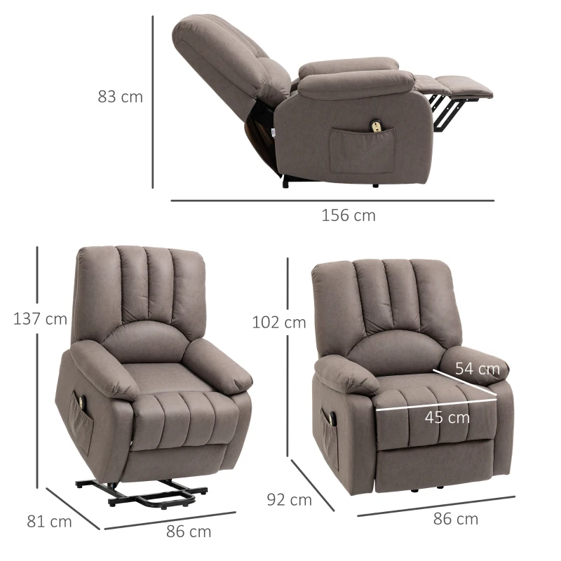 HOMCOM Fauteuil relax inclinable électrique releveur avec repose-pied et télécommande 86 x 92 x 102 cm gris