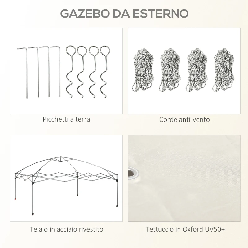Outsunny Gazebo da Giardino 3x3 m con Zanzariera e Borsa da Trasporto con Ruote, Color Crema
