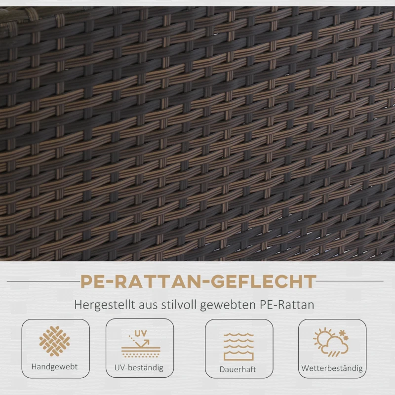 Outsunny Gartenmöbel-Set, 4-tlg., 3 Sofas, Beistelltisch, Sitzkissen, Alurahmen, Kunstrattan, Beige