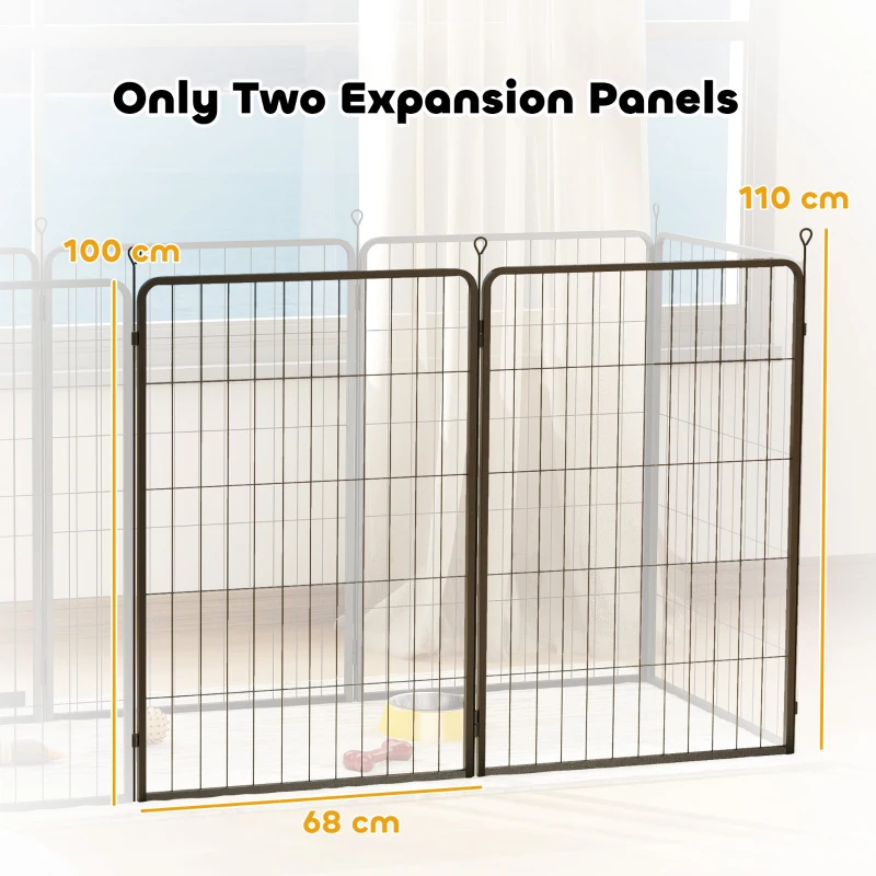 PawHut Two-Piece Dog Pen Expansion Pack for Large Dogs, 100cm Tall Animal Pen with Three Connecting Stakes