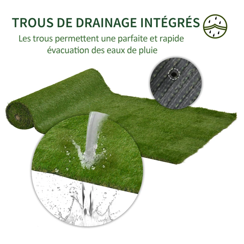 Outsunny Lot de 2 gazons synthétiques artificiels Moquette extérieure dim. 4L x 1l m Herbes Hautes denses 3 cm Vert