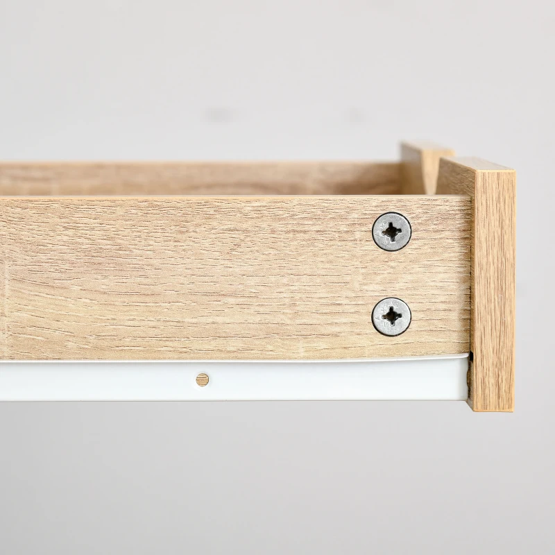 HOMCOM Schreibtisch Bücherregal Computertisch Bürotisch mit Schublade und Regal großer Stauraum E1-Spanplatte Metallrahmen Natur 80 x 50 x 100 cm