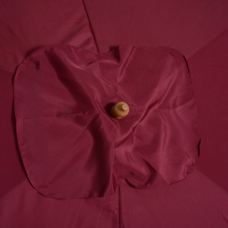 Outsunny Sombrilla de Jardín 295x200x255 cm con Mástil de Madera Varillas de Bambú y Polea Parasol Rectangular para Terraza Rojo