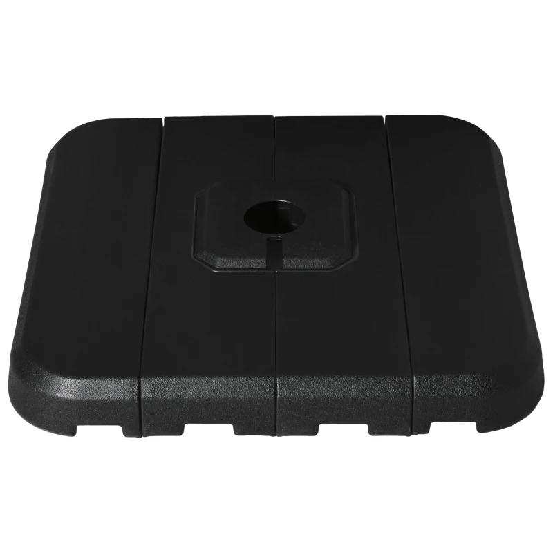 Outsunny Base de Sombrilla de 4 Piezas Rellenable de Agua 90 kg o Arena 130 kg Pesos para Base Cruzada de Parasol para Jardín Terraza Patio 98x98x13 cm Negro