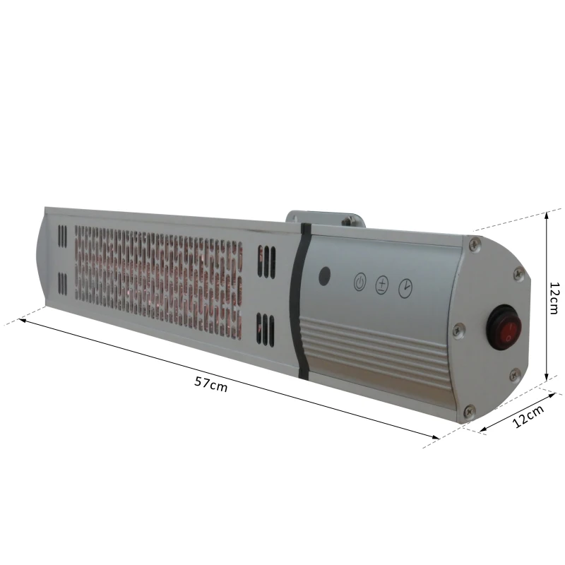 HOMCOM Chauffage radiant infrarouge électrique télécomande 750/1500 W minuterie réflecteur alu gris