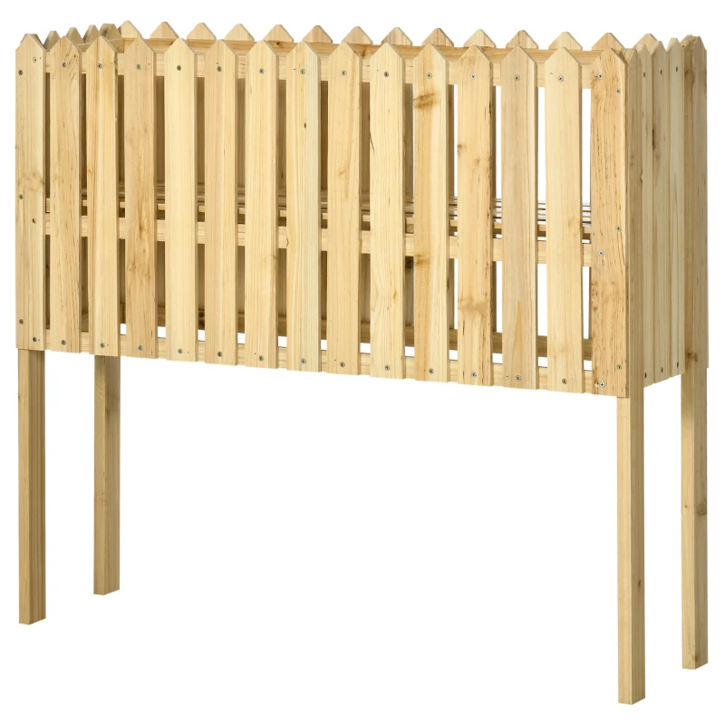 Outsunny 2-in-1 Gartenzaun und Pflanzenständer, wetterfester Anstrich, Massivholz, 100 x 30 x 90 cm